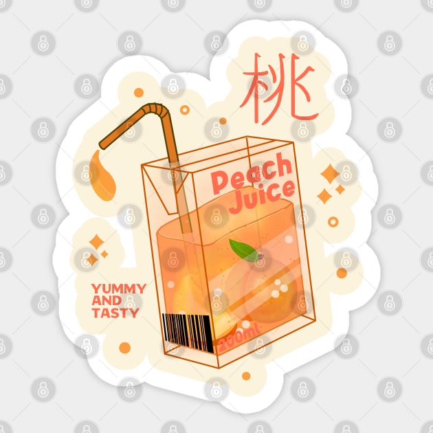 Kawaii Peach Juice Sticker by Kimprut